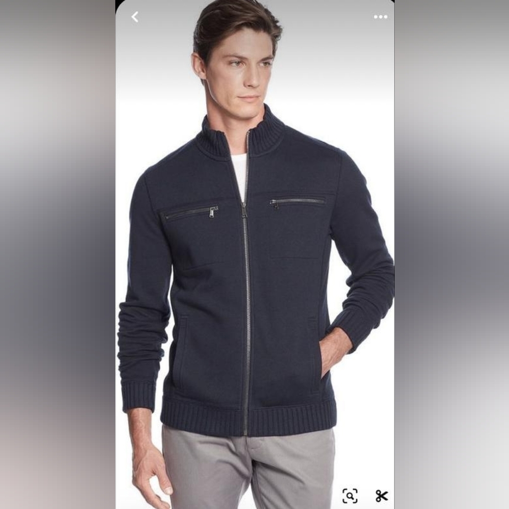 Calvin Klein Thick Zip Up Black Cardigan M